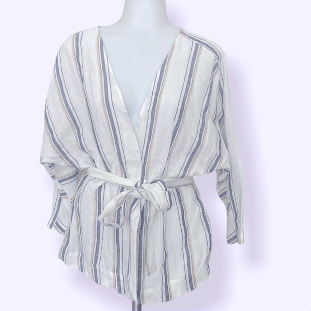 Massimo Duttin Linen Blend Wrap Blouse